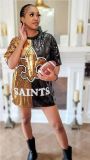 New Orleans Saints Ladies Black & Gold Sequin Loose Dress