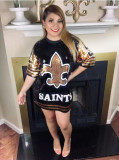 New Orleans Saints Ladies Black & Gold Sequin Loose Dress