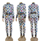Autumn Fashion Digital Printing Casual Two Piece Pants Set