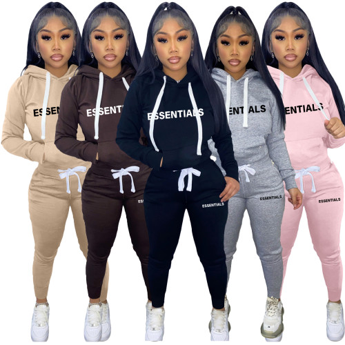 Women's Long Sleeve Tracksuit Casual Printed Hooded and Jogging Pants
