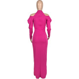 Autumn Dresses Woman 2022 Elegant Sexy Slit Hollow Zipper Maxi Dress