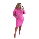 Exclusive Knit Round Neck Backless Sweater Dresses
