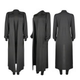 Winter New Women Lowcut Solid Strapless Jumpsuit with Long Sleeves Coat 2pcs