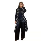 Printed Double Thermal Lining Long Vest Jacket