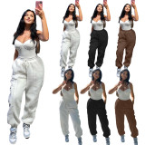 Solid Color Pocketed Double-sided Plush Loose Long Pants