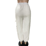 Solid Color Pocketed Double-sided Plush Loose Long Pants