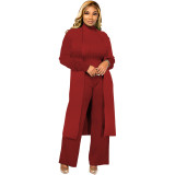 Women's 3 Piece Sets Outfit Pit Cardigan Tops and Bodycon Long Pants