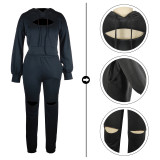 NEW Fashion Women Solid Hoodie Hollow Out Long Sleeves Casual Cocktail Outfits