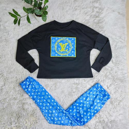 New 2022 Sports Simple Hot Drilling Casual Printing Two Piece Sportswear Set