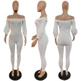 Women's Fashion Off Shoulder Lantern Sleeve Jumpsuit