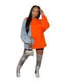 Orange Fashion Solid Color Loose Long Sleeve Sweatshirt
