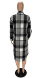 Young Office Lady Shaggy Plaid Pocket Drop Shoulder Long Outwears