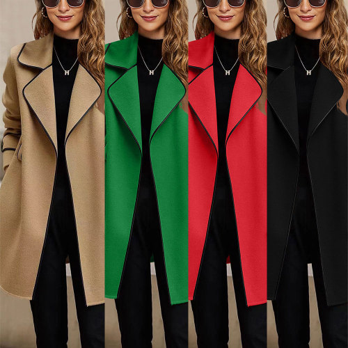 Women's Knit Overcoat Trench Coat Ladies Winter Long Warm Jacket Outwear