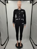 Casaul Printed Women's Jacket Set Single Breasted Long Sleeve Baseball Uniform Two Piece