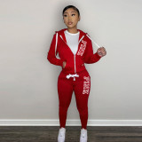 Casual Fleece Zipper Hoodie Sweatshirt Two Pieces