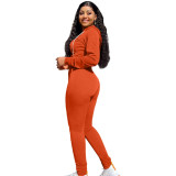 Women Outdoor Casual Sportswear Suit Letter Long Sleeve Hoodie Matching Tight Long Pant Spring and Autumn