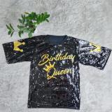 Boutique Women's Sequin T Shirt Dress Birthday Queen One Size MINI DRESS