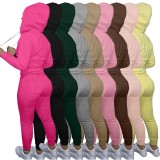 Ladies Long Sleeve Printed Twill Tracksuit Zipper Hoodies Fall Winter Women Two Piece Pants Set