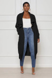 Women's Casual Solid Color Long Knit Cardigan Sweater Coat