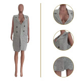 Winter Fall Tops Knitted Breasted Patch Pocket Cardigan Vest
