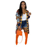 Women's Colorful Long Hand-knitted Sweater Coat