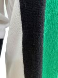 Solid Color Manual Knitting Sweater Outwears Cozy Color Block Women Cardigan