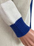 Solid Color Manual Knitting Sweater Outwears Cozy Color Block Women Cardigan