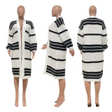 Fall/Winter Sweaters Women Fashion Clothes Top Long Sleeve Hand Knit Stripe Cardigan