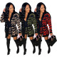 Autumn 2 Pieces Sets Sweater Outfit Manual Knitted Leopard Coat Shorts with Belt