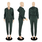 2022 Winter Double-sided Velvet Zipper Cardigan Hoodie Sweatshirt Pant Set
