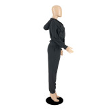2022 Winter Double-sided Velvet Zipper Cardigan Hoodie Sweatshirt Pant Set
