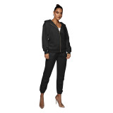 2022 Winter Double-sided Velvet Zipper Cardigan Hoodie Sweatshirt Pant Set