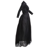 Women's Halloween Dresses Party Costume Outfit Sexy 2 Pieces Gothic Chiffon Shirt Cardigan Long Dress