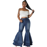 Women's Jeans Slim Washed Denim Flared Trousers