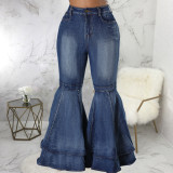 Women's Jeans Slim Washed Denim Flared Trousers