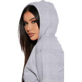 Autumn/Winter Women's Fashion Offset Printed Sweatshirt Drawstring Hooded Sports Suits