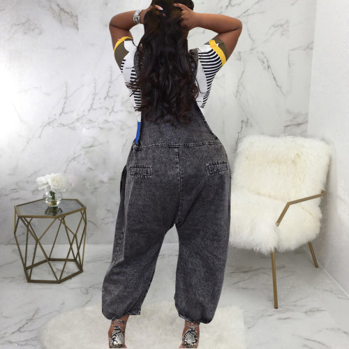 Fashion All-match Denim Loose Overalls Jumpsuits