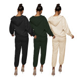 2022 Winter Double-sided Velvet Fashion Zipper Hoodie Sportswear Pant Set