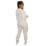 Solid Full Sleeve Lace Up Casual Active Sweatsuit Tracksuit Two Piece Set Fitness Outfits