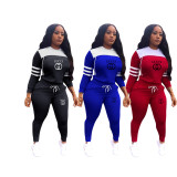 Casual Printed Hooded Women Loungewear Two Piece Tracksuit Activewear Two Piece