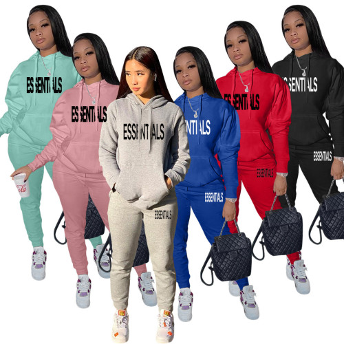 Casual Printed Hoodies Tracksuit Women Joggers Two Piece Sets