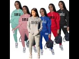 Casual Printed Hoodies Tracksuit Women Joggers Two Piece Sets