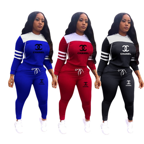 Trendy Printed Hoodies Sweatsuit Set Women activewear Jogger Set