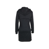 Women Fashion Sexy Zipper Hoodie Sweatshirt Solid Color Jacket with Pocket