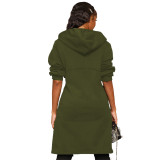 Women Fashion Sexy Zipper Hoodie Sweatshirt Solid Color Jacket with Pocket