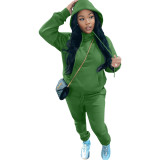 Winter Fleece Pullover Drawstring Hoodie Sweatpants 2 Piece Set