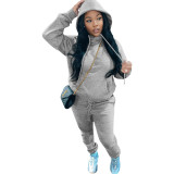 Winter Fleece Pullover Drawstring Hoodie Sweatpants 2 Piece Set