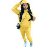 Winter Fleece Pullover Drawstring Hoodie Sweatpants 2 Piece Set