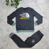 Casual Sportswear Embroidery Letter Sweatshirt + Trousers Two Piece Set