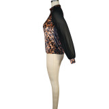 Casual Womens Tops Fashion Summer Leopard Print Long Sleeve Women Chiffon Blouse Shirt